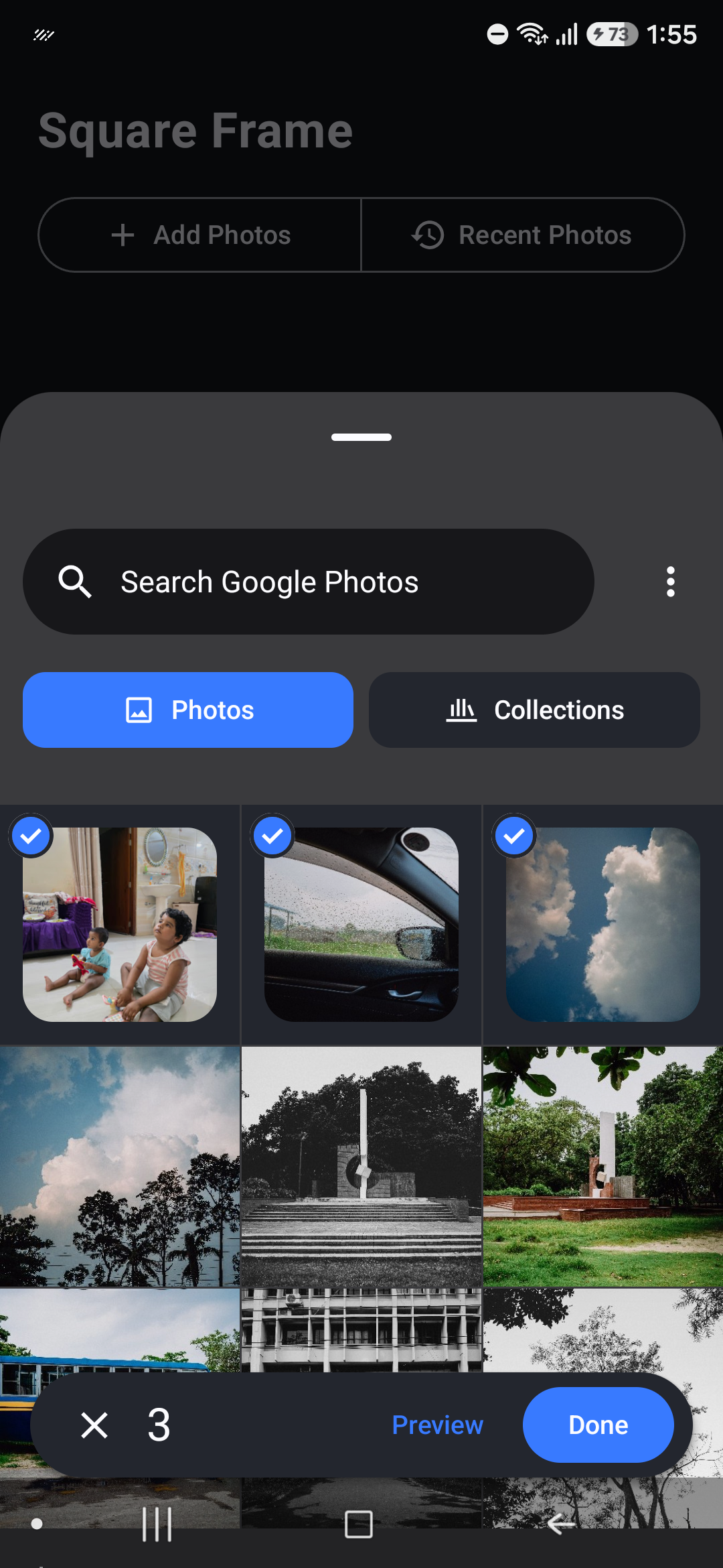 Android Photo Picker with several photos selected